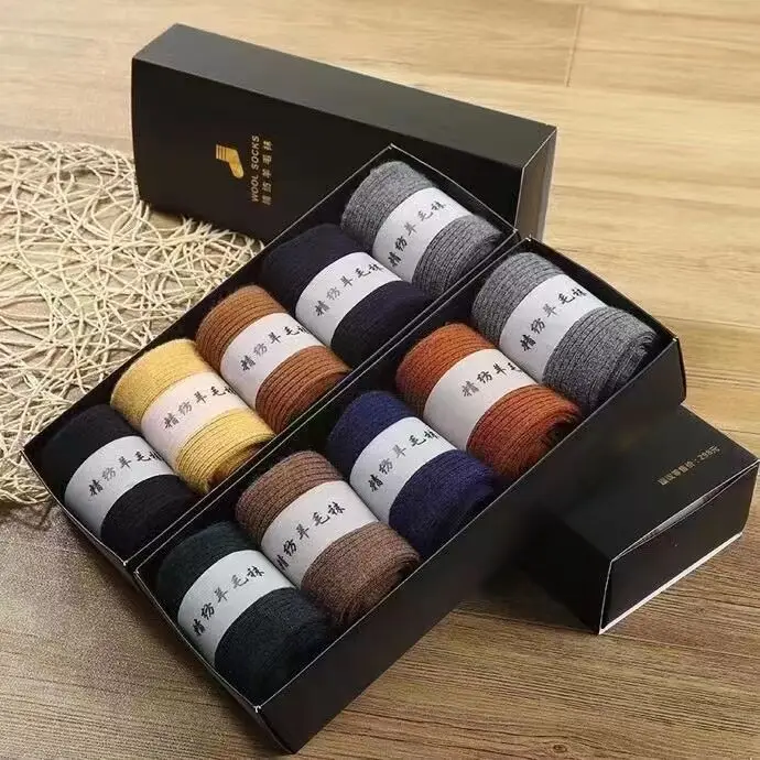 AYUNSUE High Quality 100% Wool Socks Women Winter Cashmere Socks Men Very Warm 2 Pairs Random Color SD0001