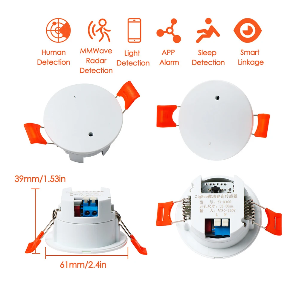 Tuya Zigbee Wifi Sensor de presencia mmWave humano Detector de Radar Sensor de movimiento de casa inteligente con detección de intensidad