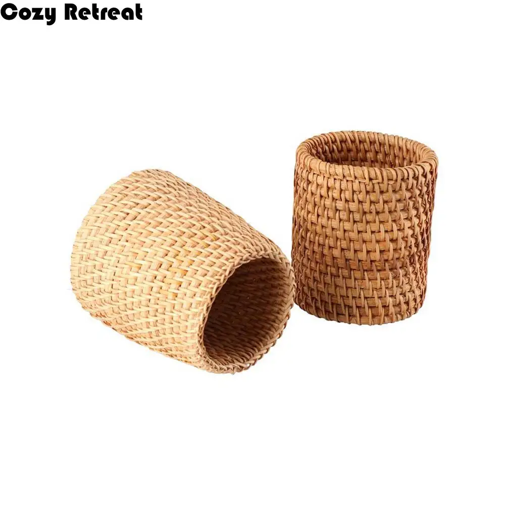 Stationery Storage Wood Vine Rattan Pen Holder Cosmetic Holder Multifunctional Stationery Container Handmade Minimalism