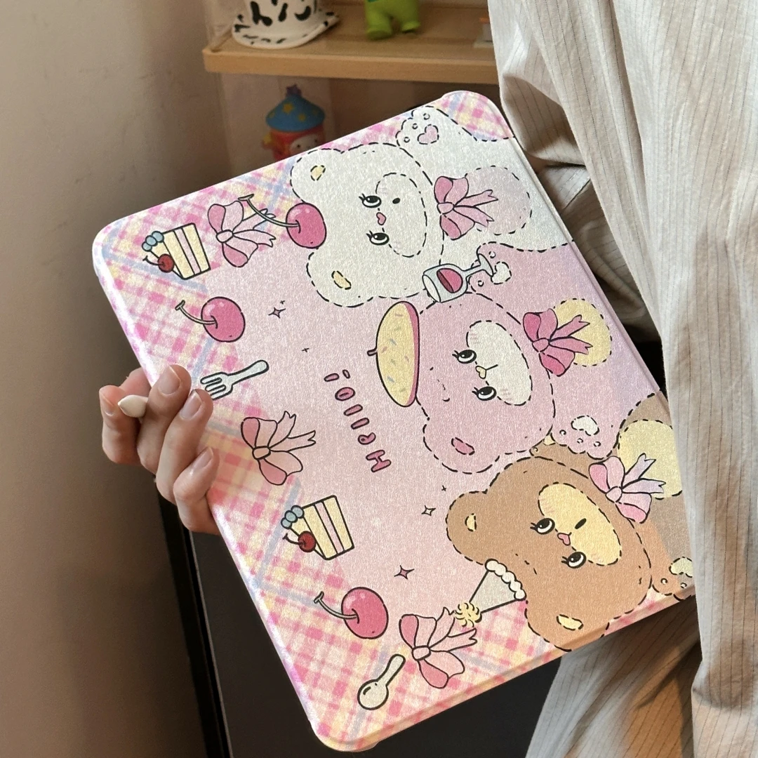 

Cartoon Bear Case for iPad 10.2 iPad Air 5 4th Generation 10.9 Pro 11 9.7 10.2 8 9th Air3 10.5 10th with Pencil Slot Stand Case