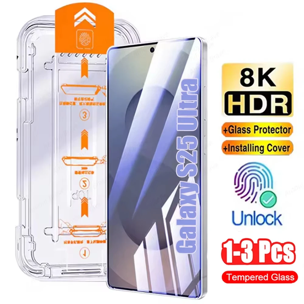 1-3Pcs For Samsung Galaxy S26 S25 Ultra S24 FE S23 S22 S21 Screen Protector A56 A36 5G A26 A16 Dust Free Install Tempered Glass