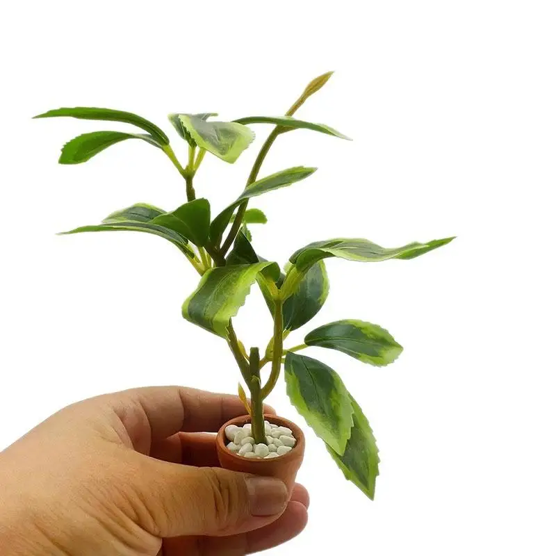 Mini Terracotta Pot Artificial Plant Model Lifelike Small Bonsai Decor for Dollhouse Yard Micro Landscape DIY Projects