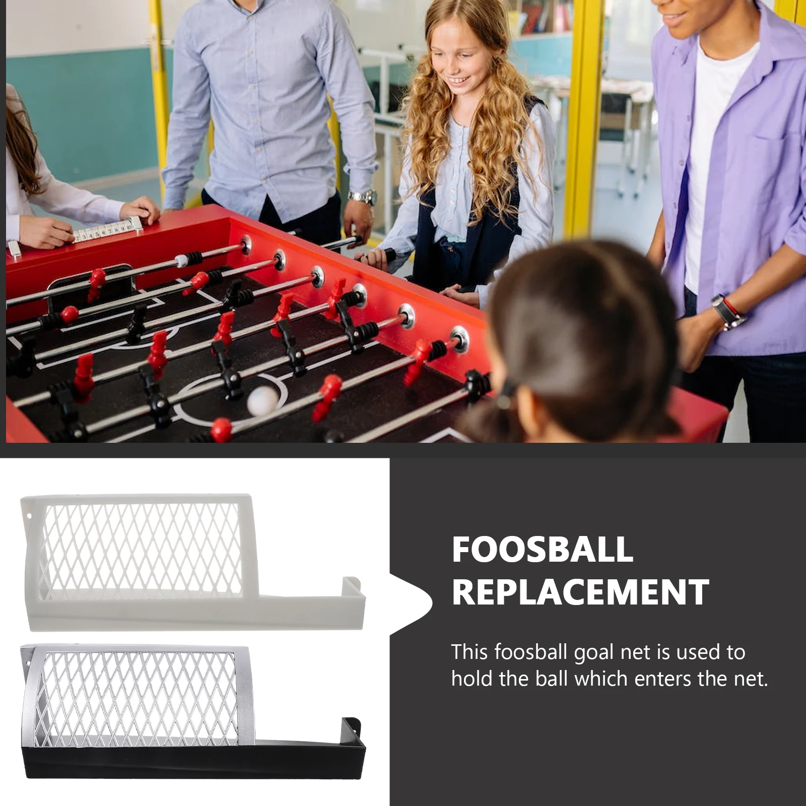 

2pcs Foosball Goal Net Replacement Premium Plastic Ball Holder Frame For Standard Table Soccer Machine Simple Black Silver Color