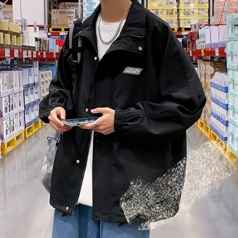 

Весенне-осенний тюнер для мужчин, повседневный синий молодежный свободный тюнер большого размера, модная одежда для пар, подставка на длинной све, на молнии