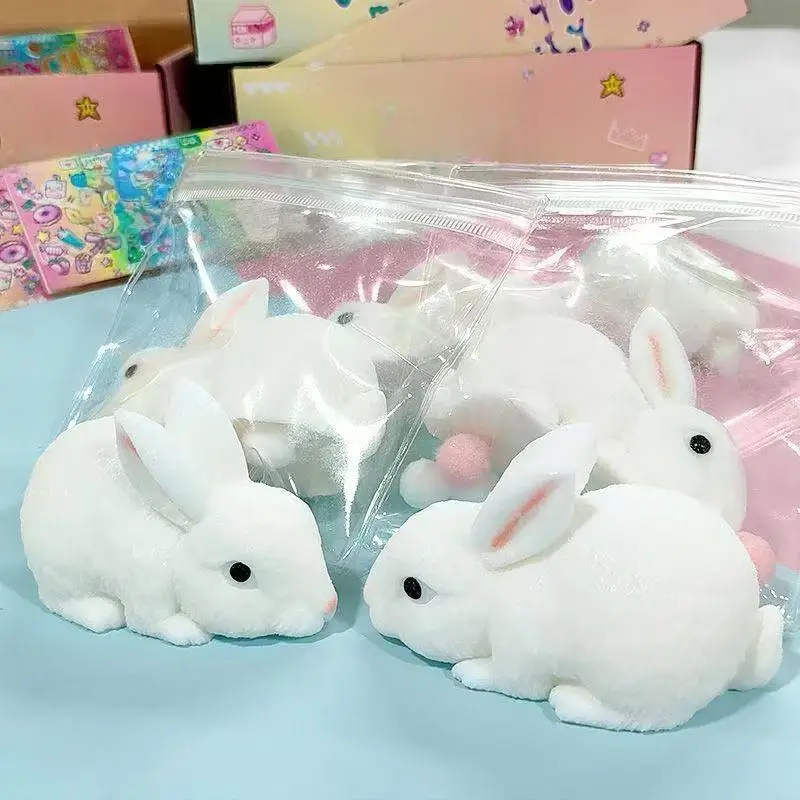 1/5Pcs White Rabbit Squeeze Toy Wet Soft Slow Rebound Squeeze Toy Cute Animal Stress Relief Toy For Kids Student Leisure Play