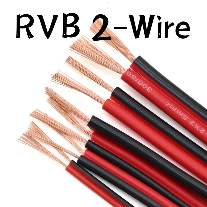 Electric Cable Vehicle Line Car Cable Flat Twin Red/Black RVB 2-Wire Electric Cable Strand 0.3/0.5/0.75/1/1.5/2.5mm2