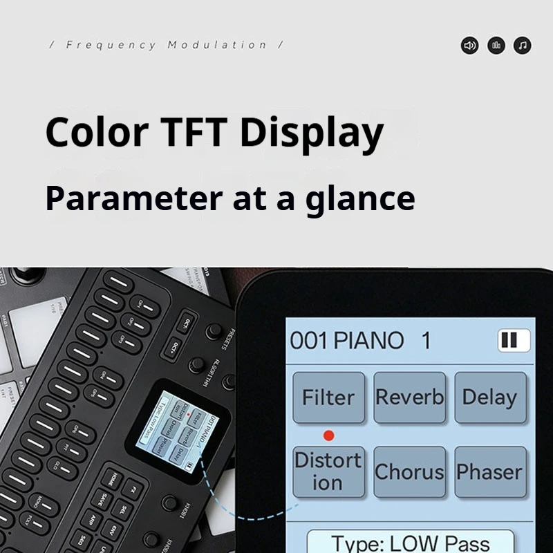 M‑VAVE FM‑1 Pocket FM Synthesizer,27Silicone Keys,128Presets,Bluetooth MIDI,Built‑in Speaker,12H Battery,Portable Music Keyboard
