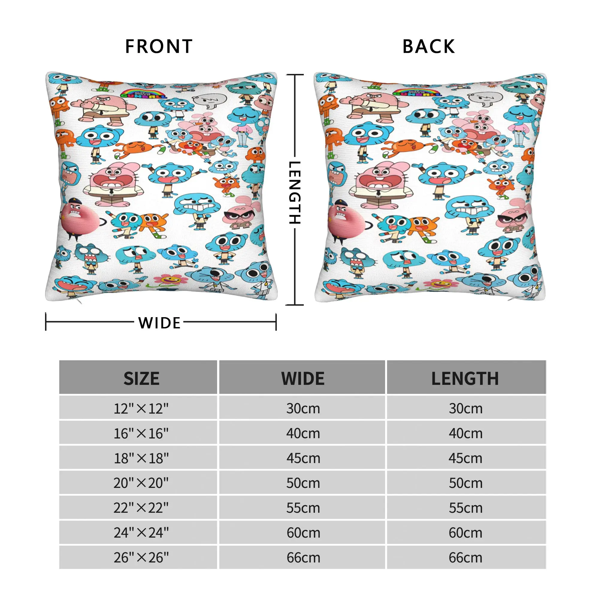 Gumball Gum Ball Watterson Amazing Cartoon  Pillow Cover  Kawaii Pillow Case For Couch Sofa Bedroom Comfy Pillowcases Gift Idea