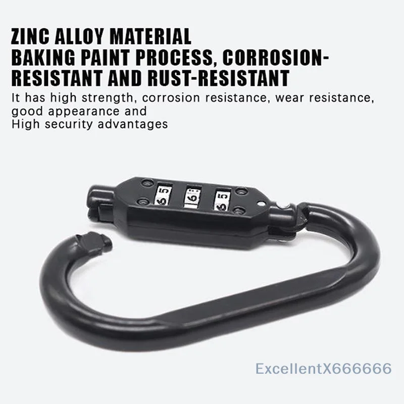Aluminum Alloy Combination Lock Padlock Buckle Basket Helmet Lock Gourd Buckle Waterproof Anti-theft Hook