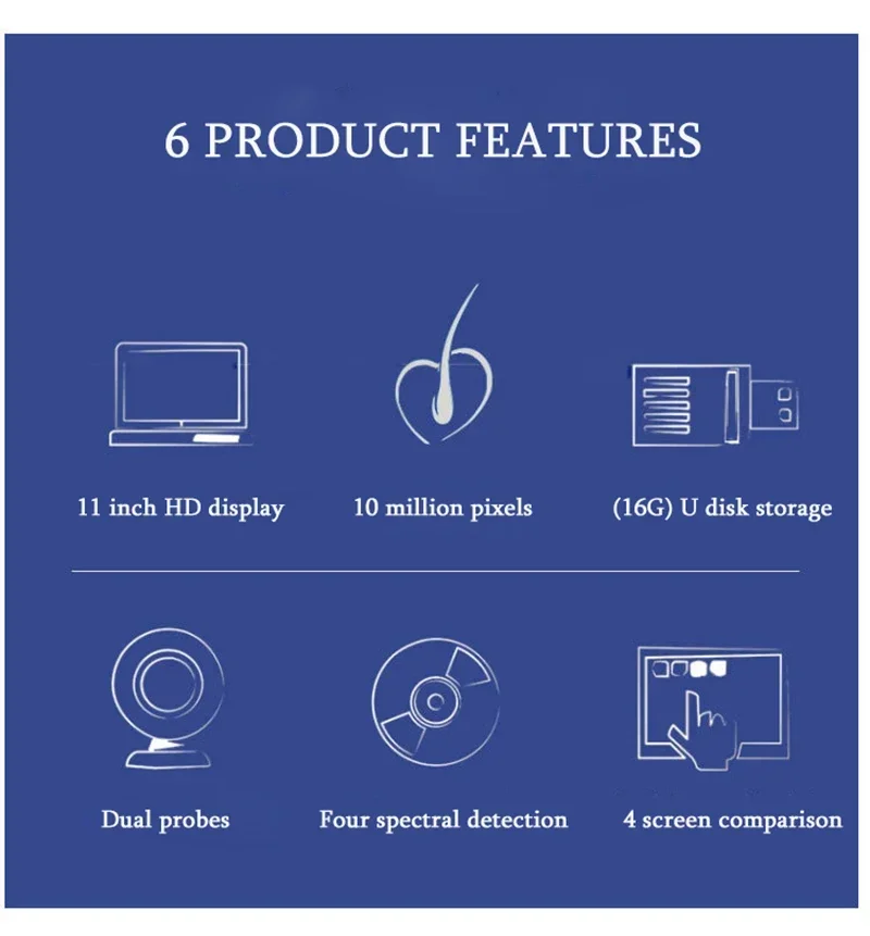 الأشعة فوق البنفسجية آلة محلل الجلد المهنية فروة الرأس كاشف بصيلات الشعر النفط جهاز اختبار الرطوبة جهاز تحليل شعر الوجه 11 بوصة #6