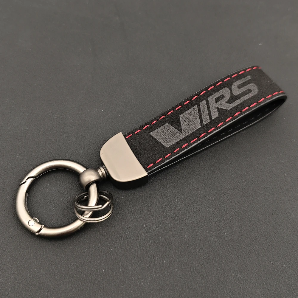 Luxury Suede Leather Keychain VRS Logo Emblem Badge For SKODA Yeti Karoq Rapid Kodiaq Octavia Fabia Keyring RS Car Accessories