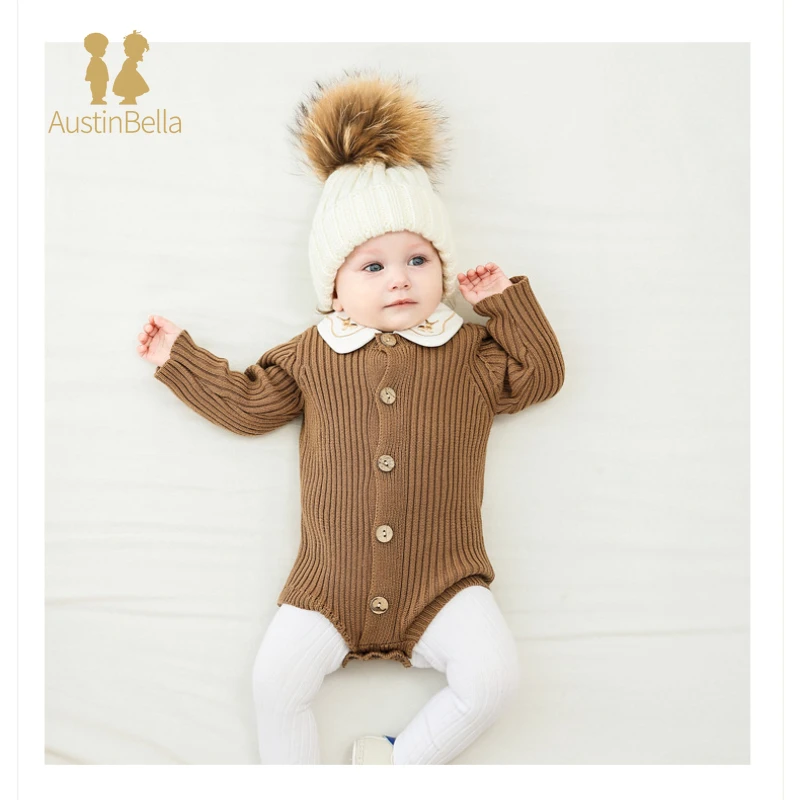 0-24m warme Bodys Baby kleidung Neugeborene Jungen Mädchen Strick Stram pler Herbst Winter Frühling Langarm Knopf Overall Kleidung