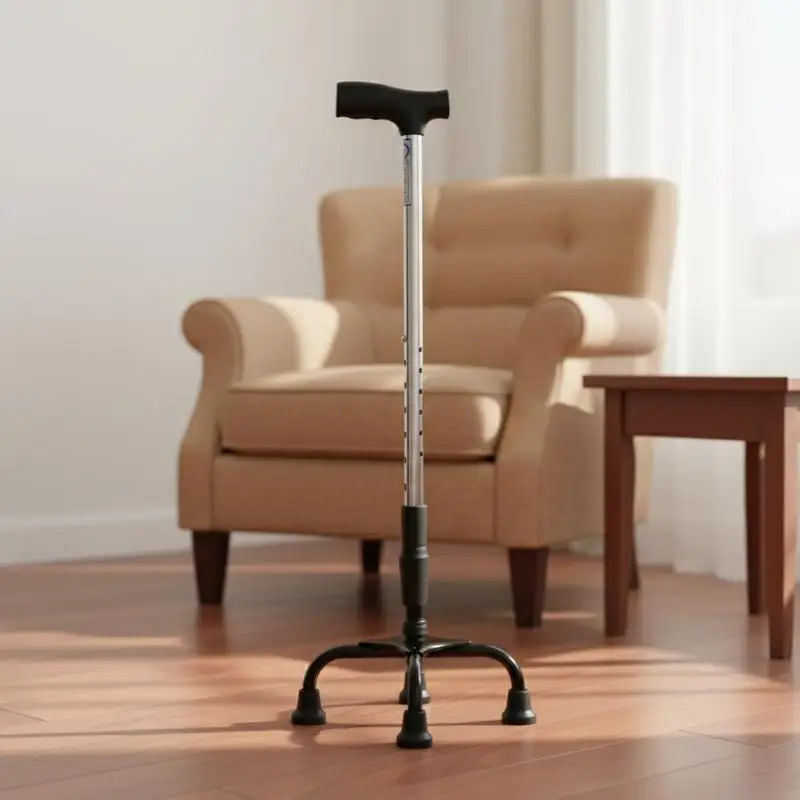 

Cane Chair For Elderly Tungkod With Adjustable Height Quad Cane Retractable Stainless Steel Cane