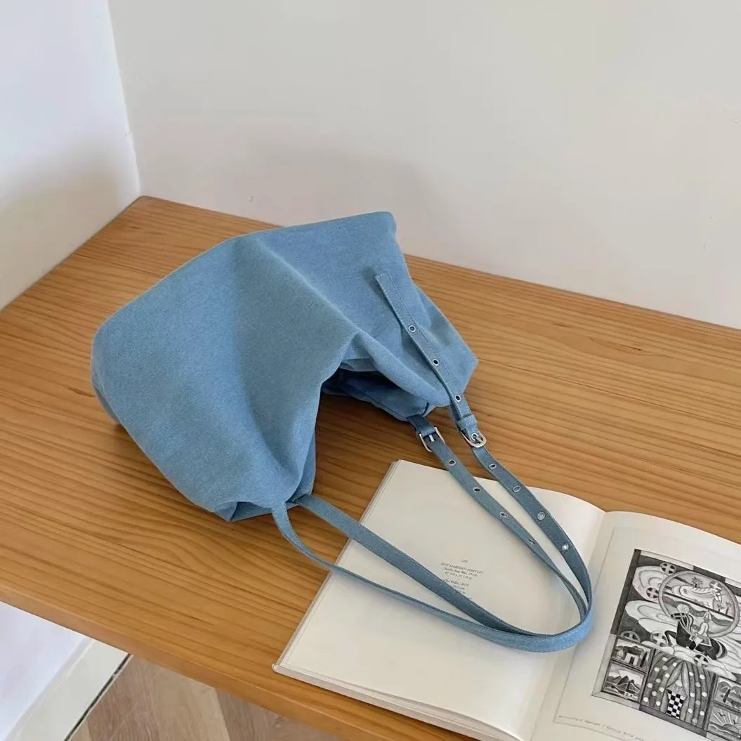 

Laid-ba Sle Canvas Tote Bag Women's Commuter Single oulder Bag Large Capaci Briti Sle Pure Color Casual Bag