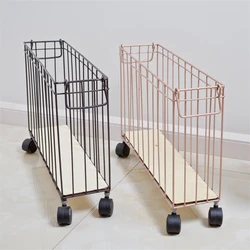 Nordic Iron Storage Baskets Large Narrow Dirty Laundry Baskets Seam with Wheel Laundry Basket Living Room Toy