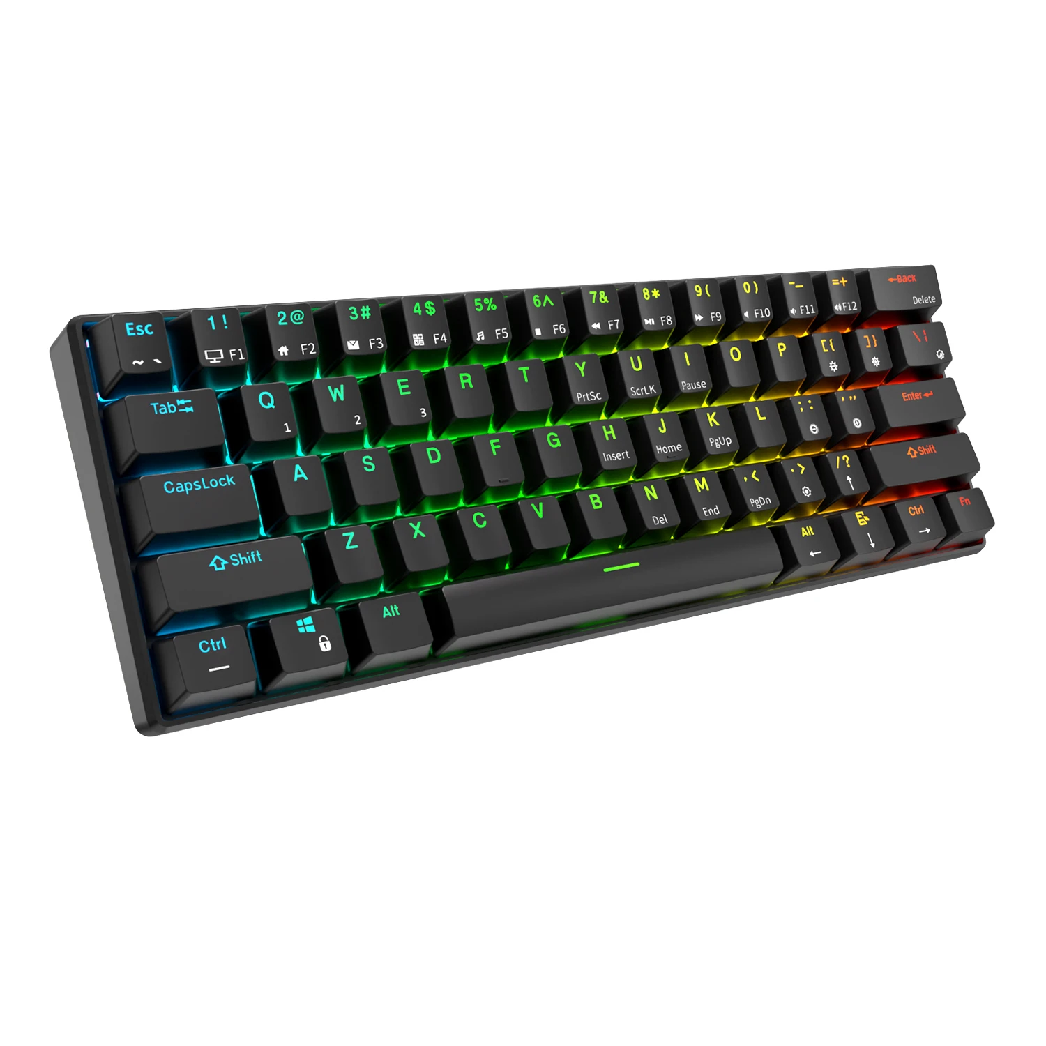 Royal Kludge-teclado inalámbrico RK61 para juegos, periférico con Bluetooth, cable USB, diseño 60%, ruso, español, inglés, para PC, Labtop, oficina, con RGB