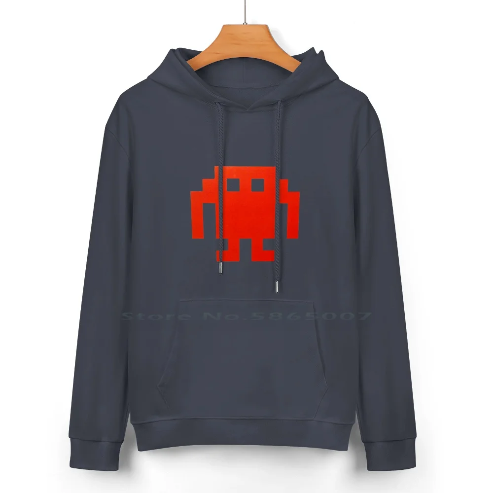 Funny Space Invader Pure Cotton Hoodie Sweater 24 Colors Space Invader Robot 100% Cotton Hooded Sweatshirt For Women Men Unisex