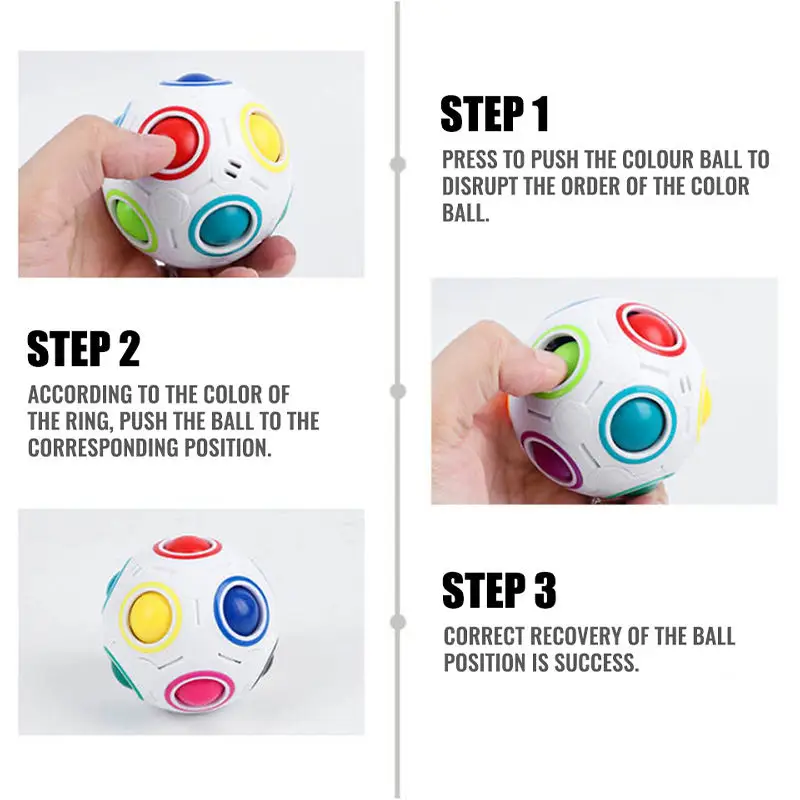 High Quality Stress Relief Fingertip Toy for Rainbow Puzzle Ball Magic Football Cube Speed Ball for Children Adults Gifts