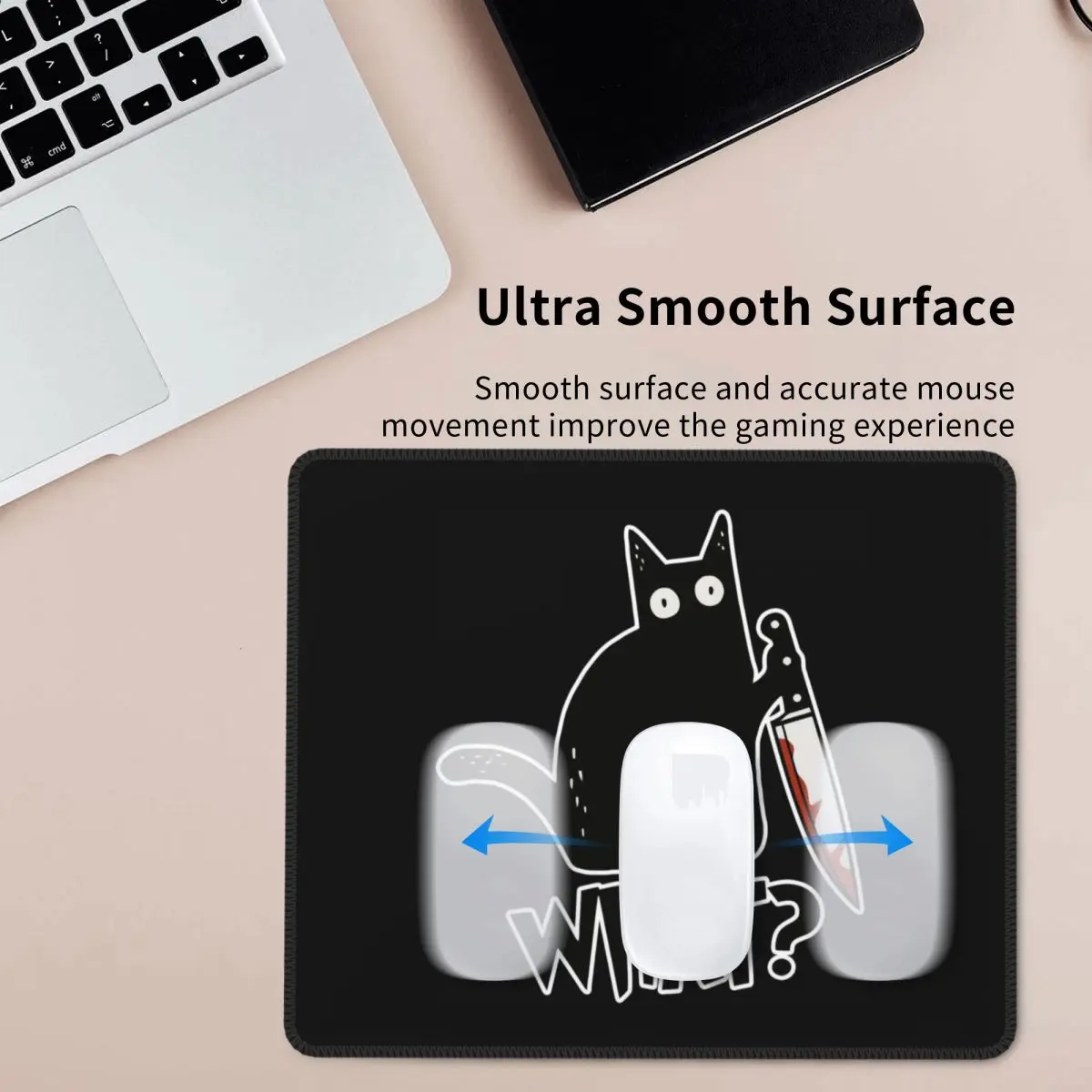 القط ما القاتل القط الأسود مع سكين قسط ماوس الوسادة الكمبيوتر لوحة المفاتيح ماوس حصيرة ألعاب الكمبيوتر المحمول مكتب حصيرة مكتب الجدول الحصير