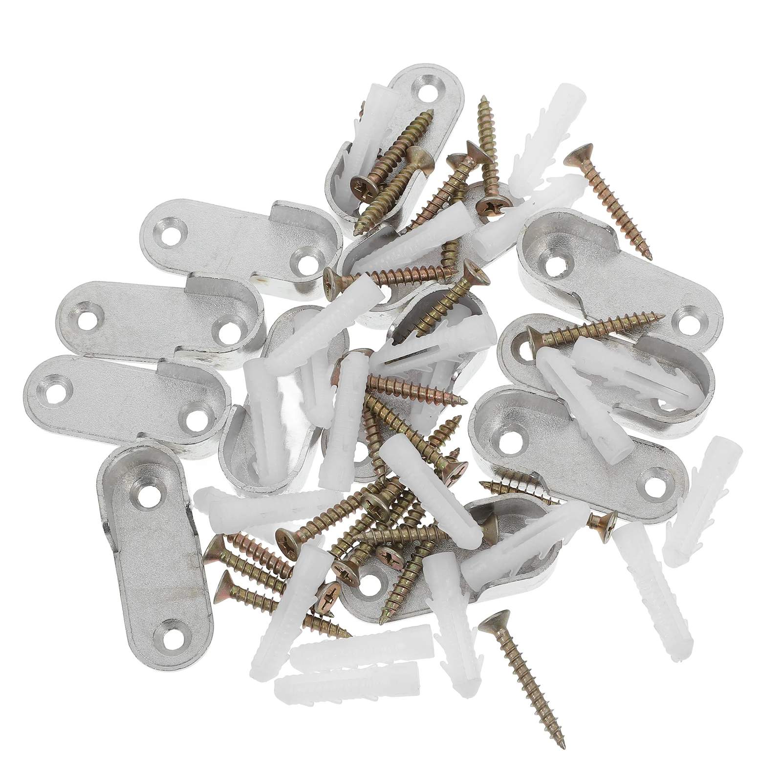 

12Pcs Wardrobe Closet Rod Bracket Zinc Alloy Polished Metal End Caps for 15x30mm Oval Clothes Rods Closet Pole Supports Flange