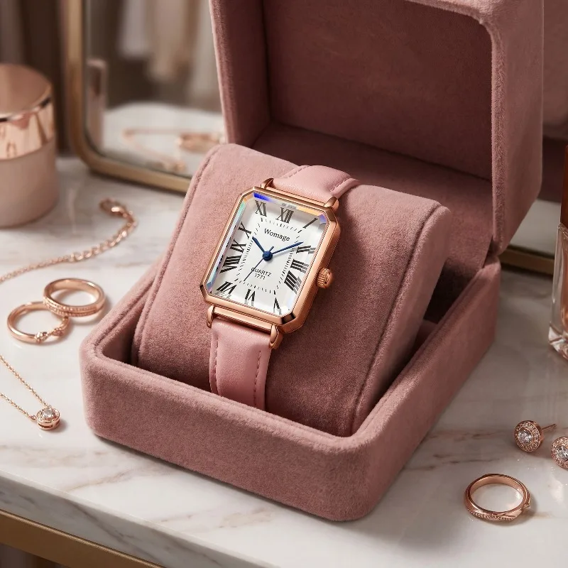 New Fashion Square Woman Watches Luxury Brand Roman Number Dial Quartz Wristwatches for Woman Simple Elegant Ladies Watch Gift