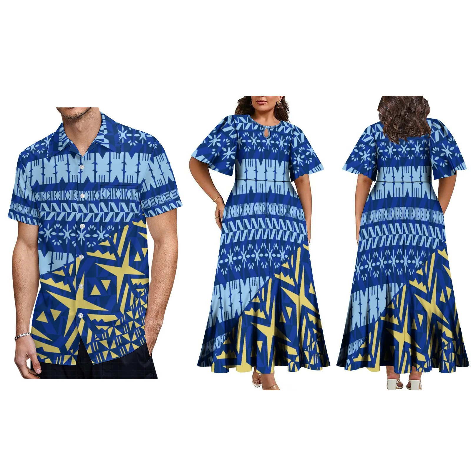 

Latest Design Ladies Elegant Pleated Long Dress Tapa Polynesian Tribal Printed Island Dress Customized Plus Size Womens Dresses