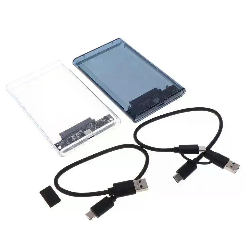 USB Type C 2.5 Inch External Storage Case SATA To USB 5Gbps HDD SSD Case Transparent Hard Drive Enclosure Support For PC Laptops