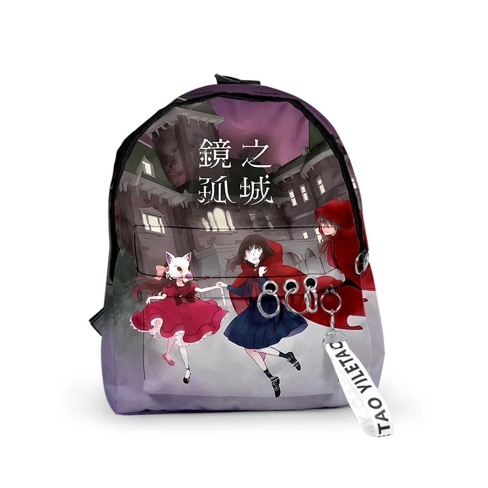 Trendy Youthful Anime Lonely Castle in the Mirror School Bags Notebook Backpacks 3D Print Oxford Key Chain Small Travel Bags