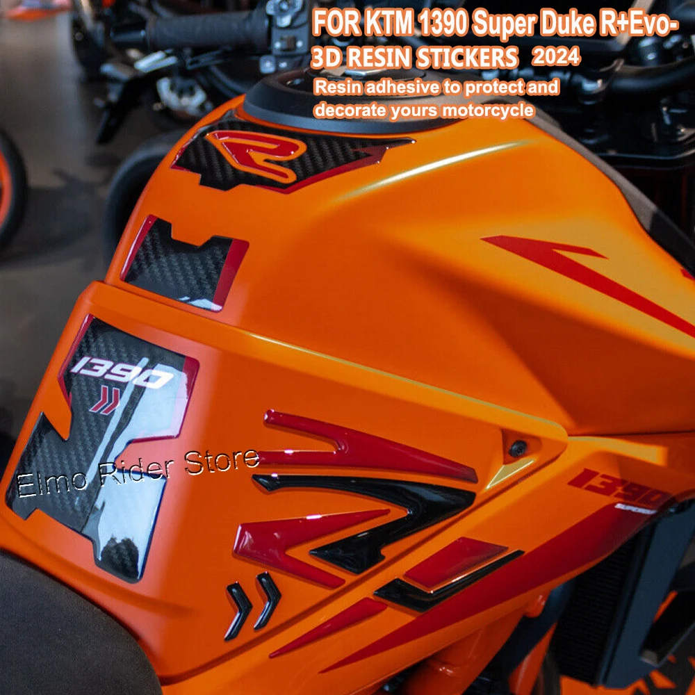 Pegatinas protectoras de resina 3D para motocicleta, accesorios de almohadilla de tanque, KTM 1390 Super Duke R + Evo- 2024