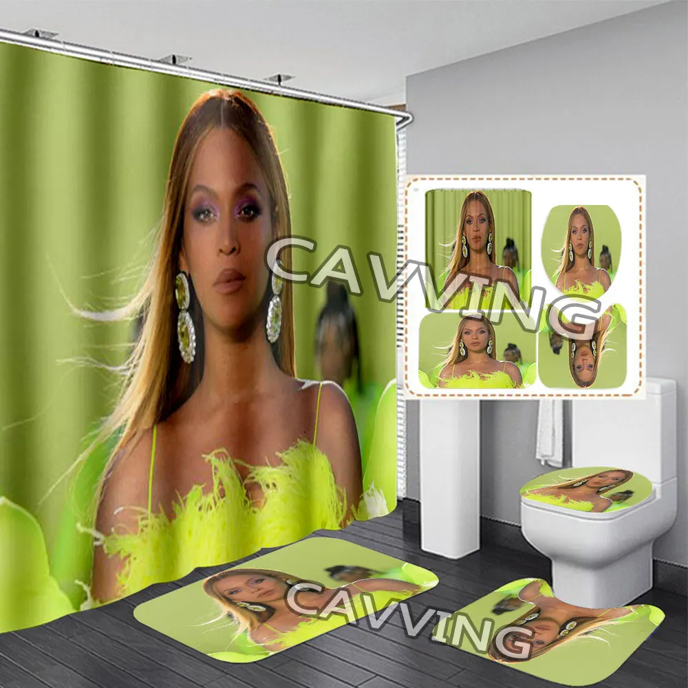 

Водонепроницаемая занавеска для душа Beyonce 3D, занавеска для ванной, Противоскользящий коврик для ванной, набор ковриков для туалета, ковер, домашний декор T01