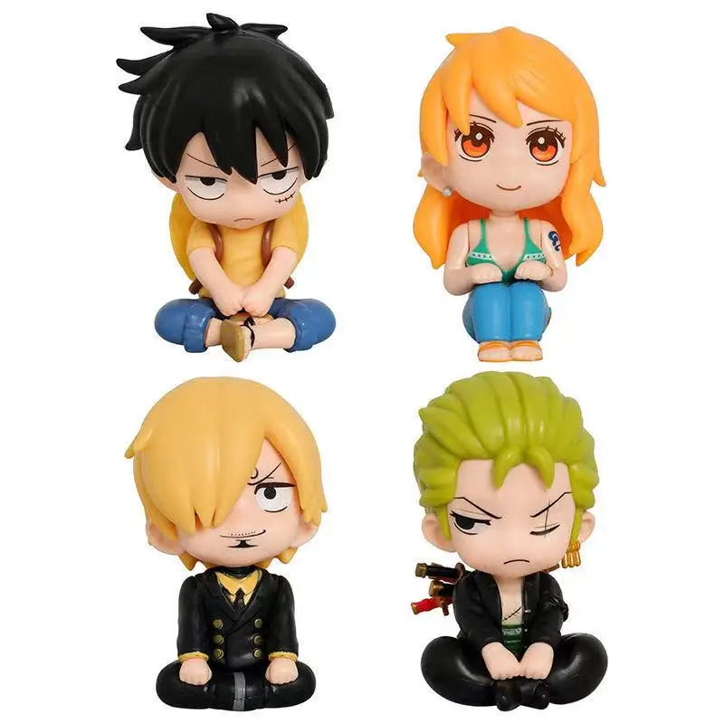 ONE PIECE Anime 9.5cm Action Figure - Q Version Kawaii Luffy/Zoro Nami/Sanji PVC Collectible Model Toys