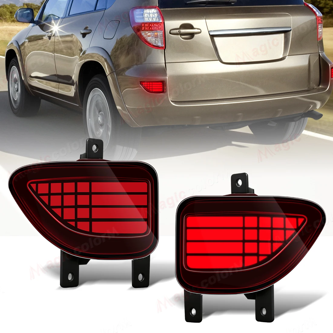 For Toyota RAV4 2005 2006 2007 2008 2009 2010 2011 2012 LED Rear Bumper Reflector Lights Running Brake Dynamic Turn Signal Lamps