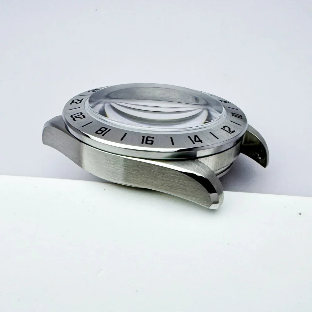 40mm EXP 24 시간 GMT 스틸 베젤 시계 케이스 4R35 4R36 NH34 NH35 무브먼트 사파이어 익스플로러 시계 액세서리 PVD