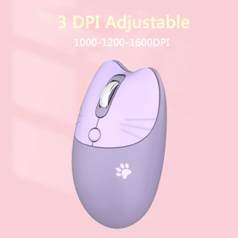 2.4G Wireless Mouse Purple Pink Cartoon Mini Mice Optical USB 1600DPI Computer Mause Silent Ergonomic Mouse For PC Girl Gifts