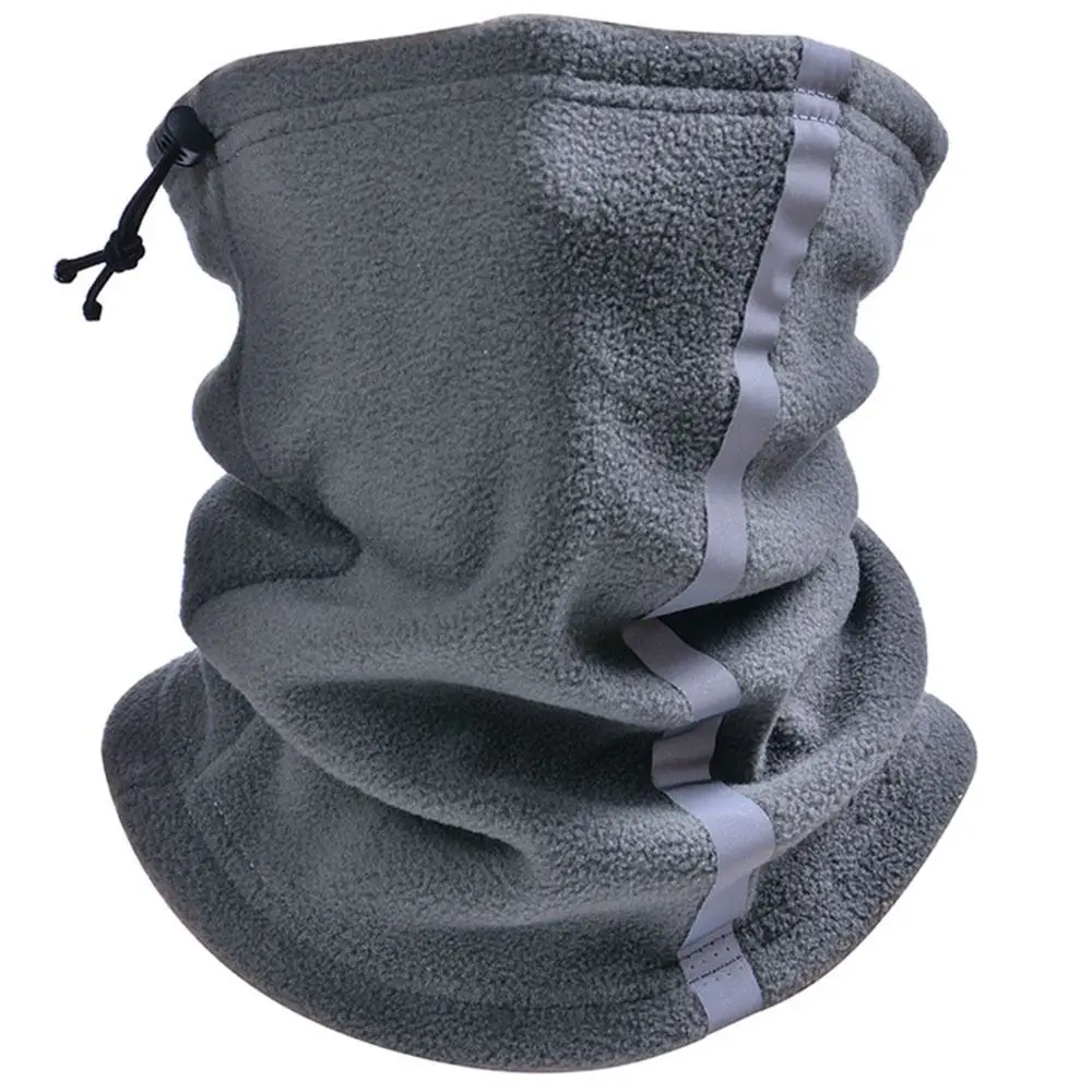 Polar Fleece Fleece Neck Gaiter Reflective Strip Adjustable Drawstring Winter Neck Warmer Lightweight Thermal Insulation