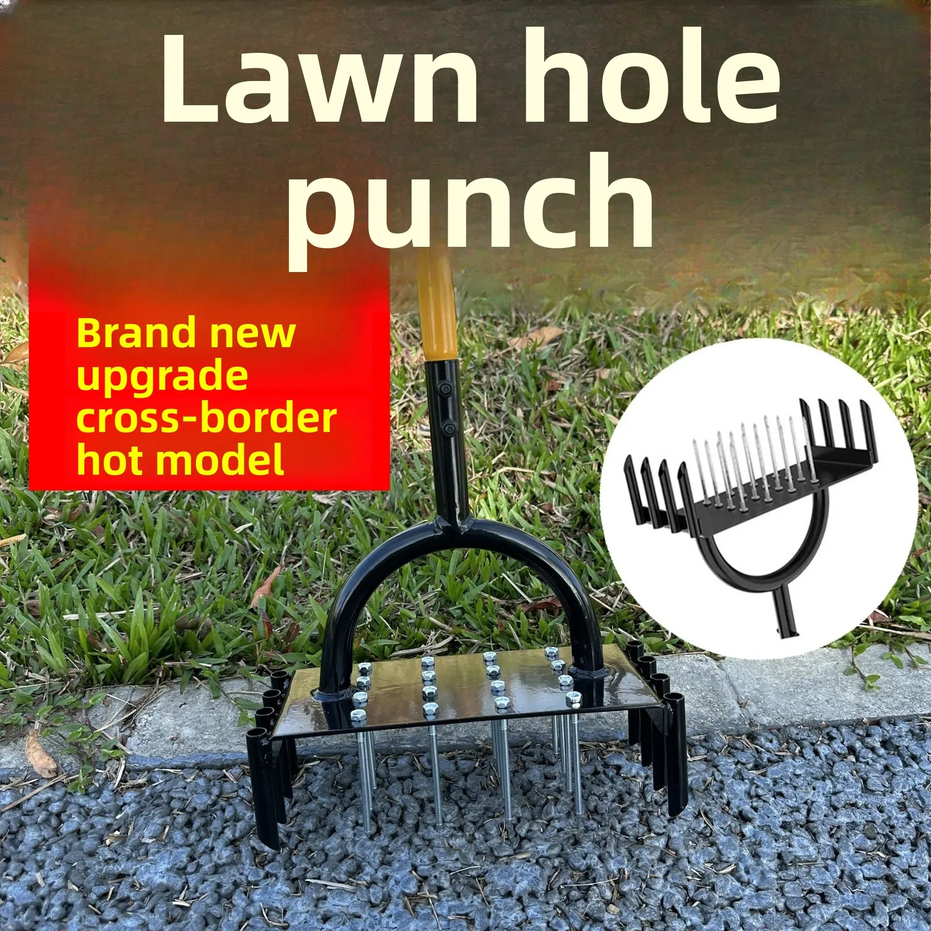 Premium Lawn Scarifier Garden Scarifier Grass Punch Carbon Steel Soil Scarifier Armrest Grass Punch