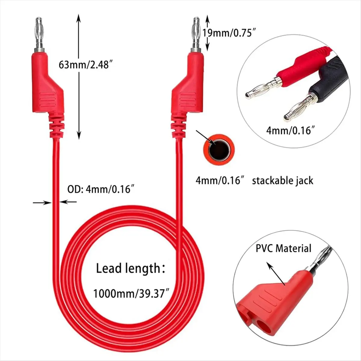SWXF Banana Plug Silicone Test Leads Kit, 4mm Stackable Banana Plug with Threading Probe,Automotive Test Leads for Multimeter