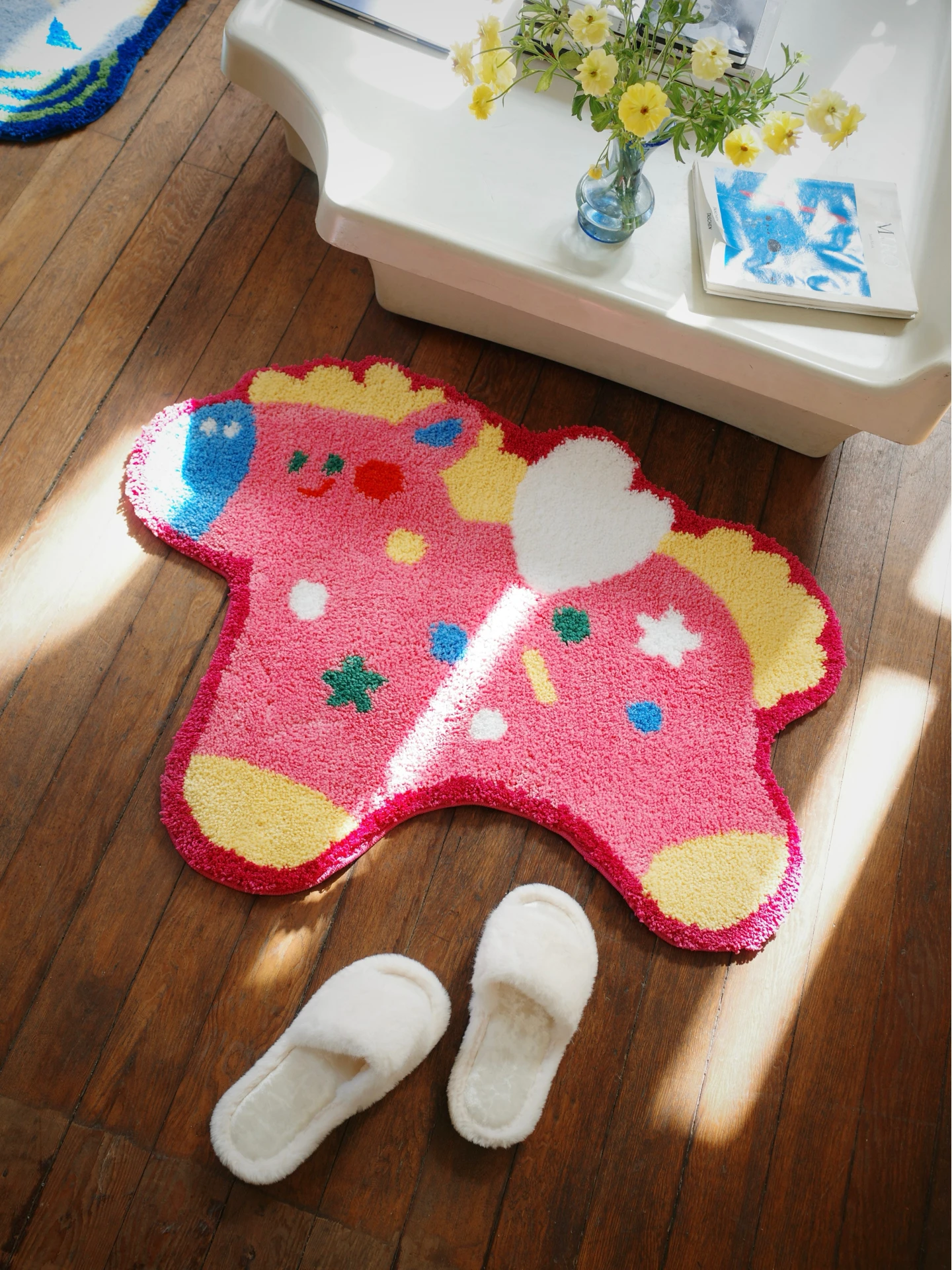 Uody New Year's Cute Cartoon Shaped Carpet Decorative Bathroom Mat Children's Room Living Room Decor Polyester Surface