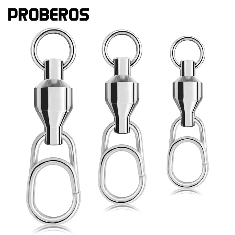 

Fishing Swivels Snap Ball Bearing Swivel 10~100Pcs Stainless Split Rings Hooked Snap Rolling Swivel Carp Fishing Lure Connectors