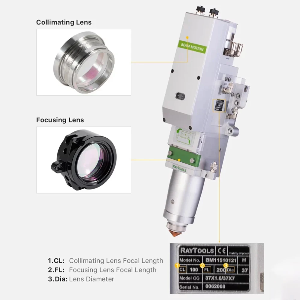 Original Raytools Laser Focusing Lens With Lens Holder High Power 12KW Collimating Lens BM115 Laser Cutting Head D37 F100 F200