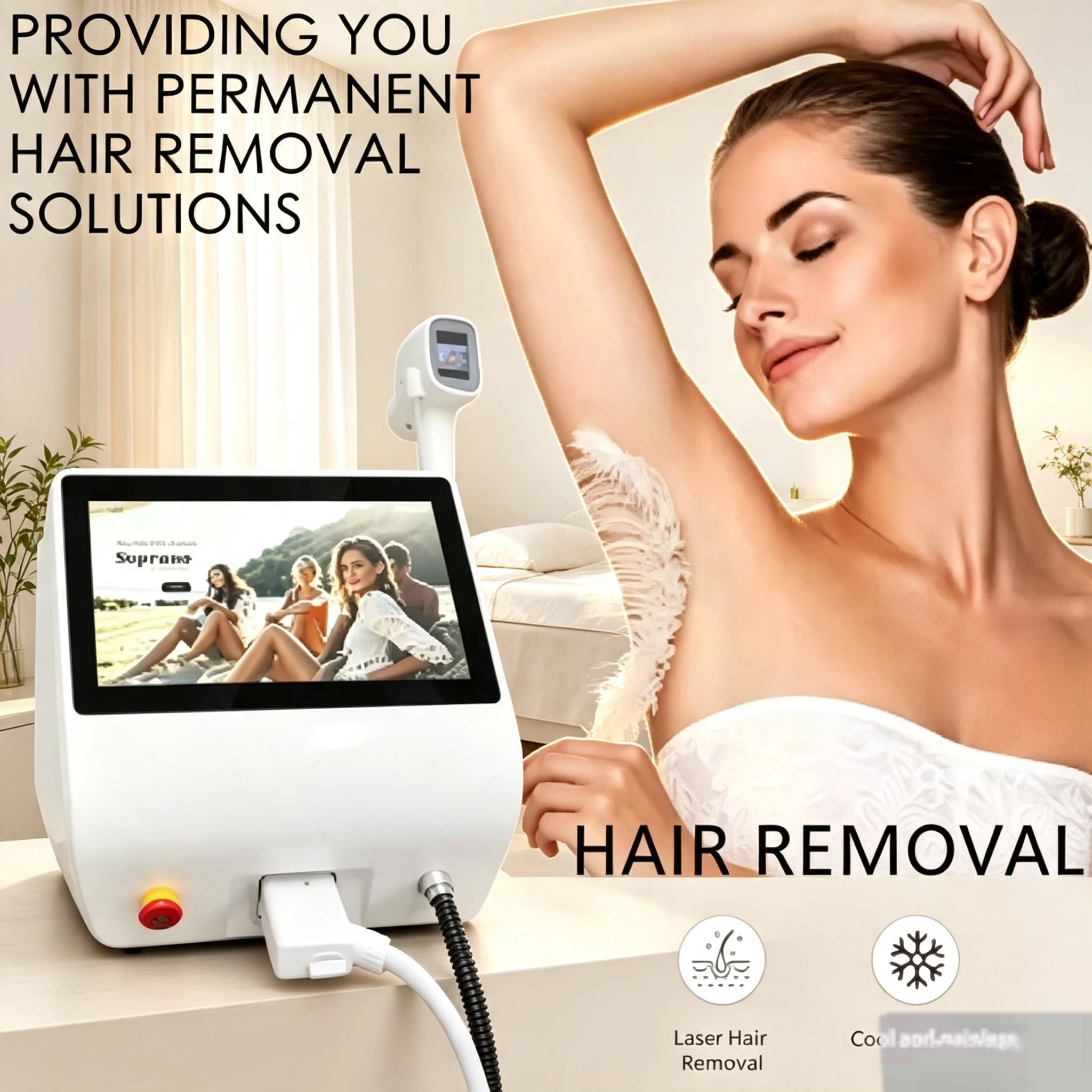 2026 Soprano Titanium 4000W Diode Laser Hair Removal Machine, 4 Waves Permanent Painless Approved Portable Salon Epilator