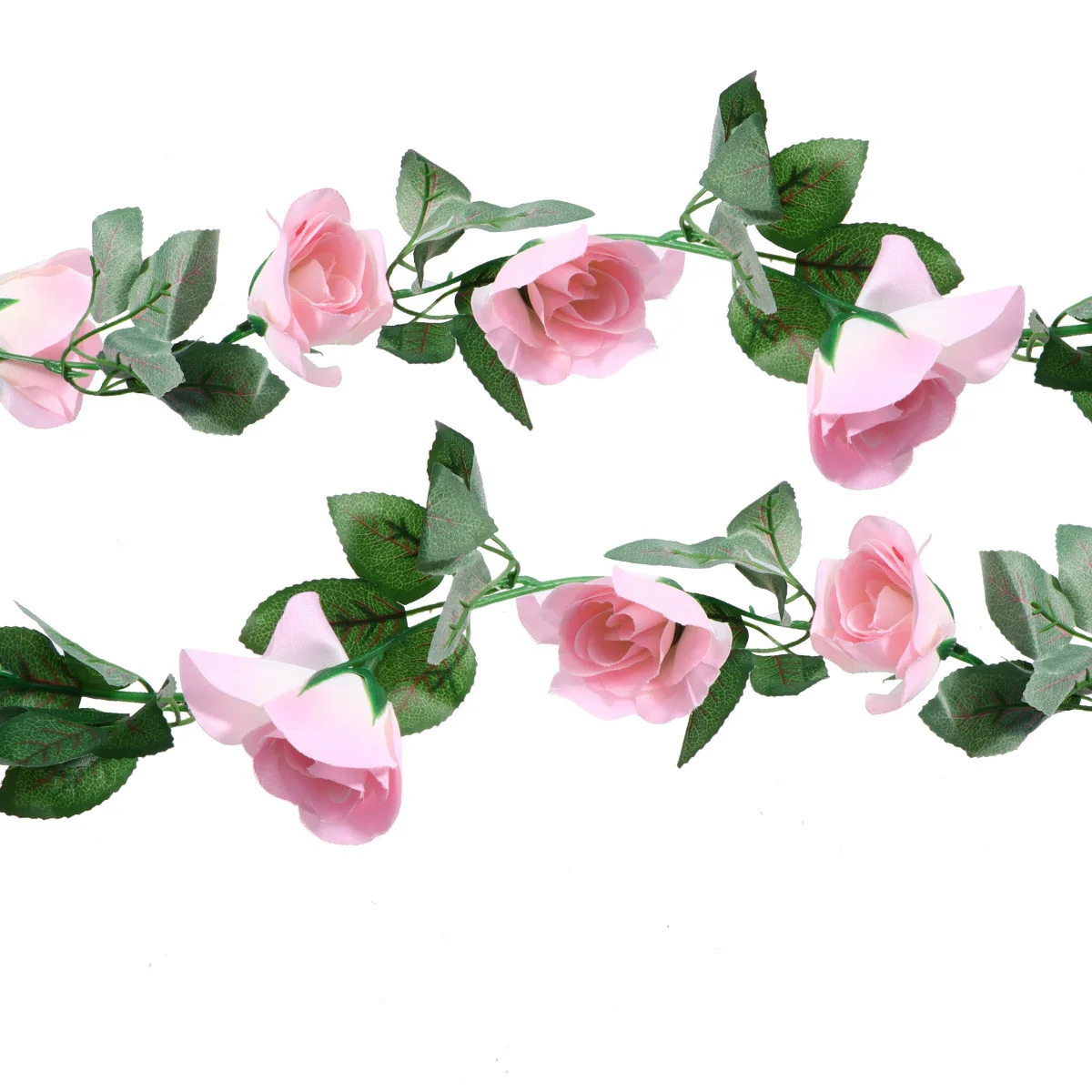 

2pcs Simulation Rose Vine Artificial Rattan Decorative Hanging Flowers For Home Wedding Party Garden Light Pink