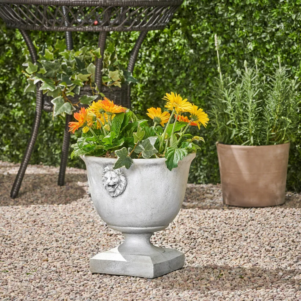 Classical MGO Garden Urn Planter Decorative Indoor Outdoor Flower Pot for Home Yard Balcony Decor