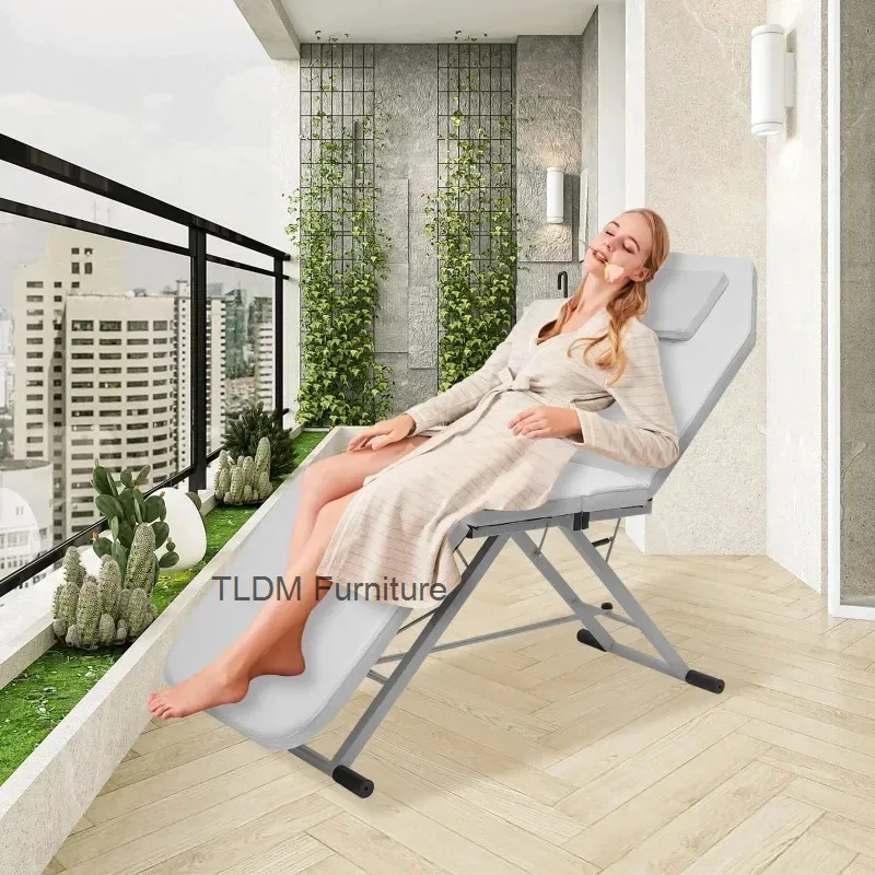 

3-Fold Beauty Bed Massage Table Portable Cosmetic Bed Adjustable Bed White/Pink/Black with Storage Bag