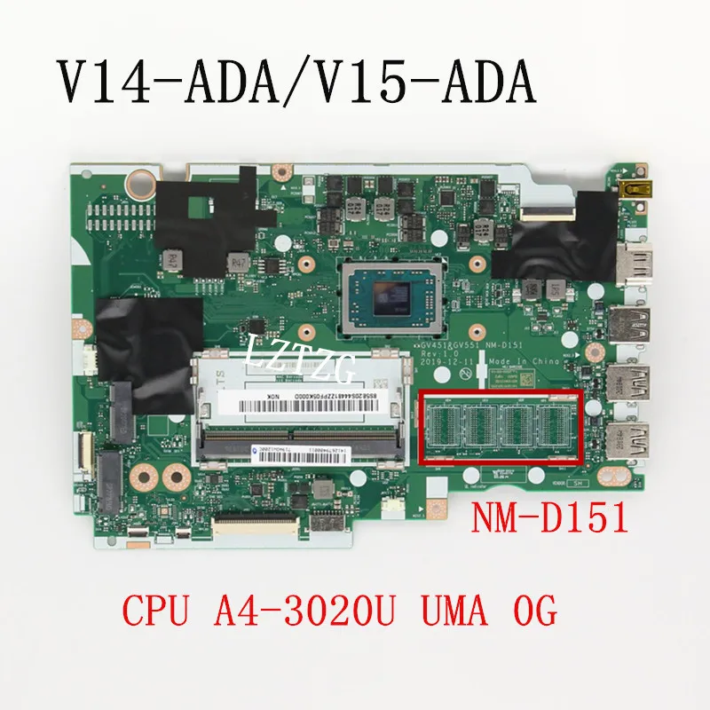 

Used for Lenovo V14-ADA/V15-ADA Laptop Motherboard NM-D151 With CPU A4 3020U RAM 0GB FRU 5B20S44480 5B20S44481