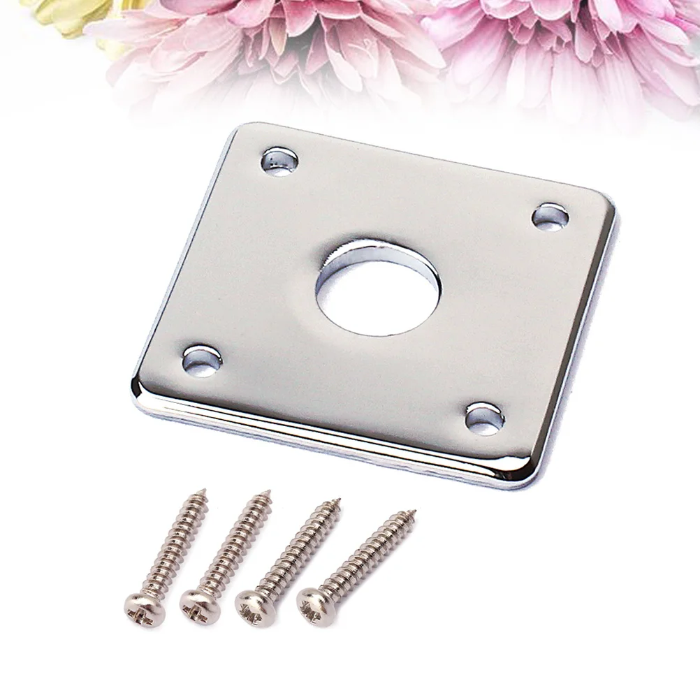 Square Guitar Jack Plate Guitar Pickup Output Input Jack Socket Plate Metal Jack Plate With Screws for Electric Guitar Bass (Sil