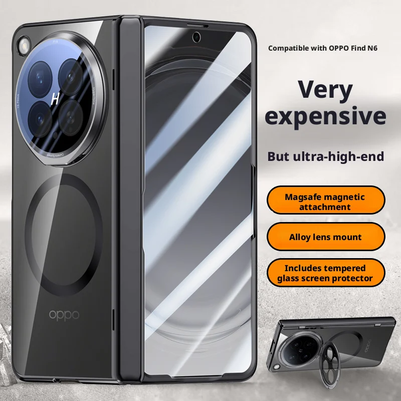 

Magnetic Transparent Privacy Screen Tempered Glass Protector Case For Oppo Find N6 Spring Hinged Holder Back Cover