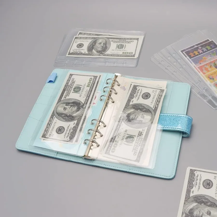 24 szt. Przezroczyste kieszenie do segregatora A6 bez zamka błyskawicznego, koperty na gotówkę, wkładki do segregatora budżetowego, etui, okładki ochronne na arkusze do segregatora 6-ringowego, organizer