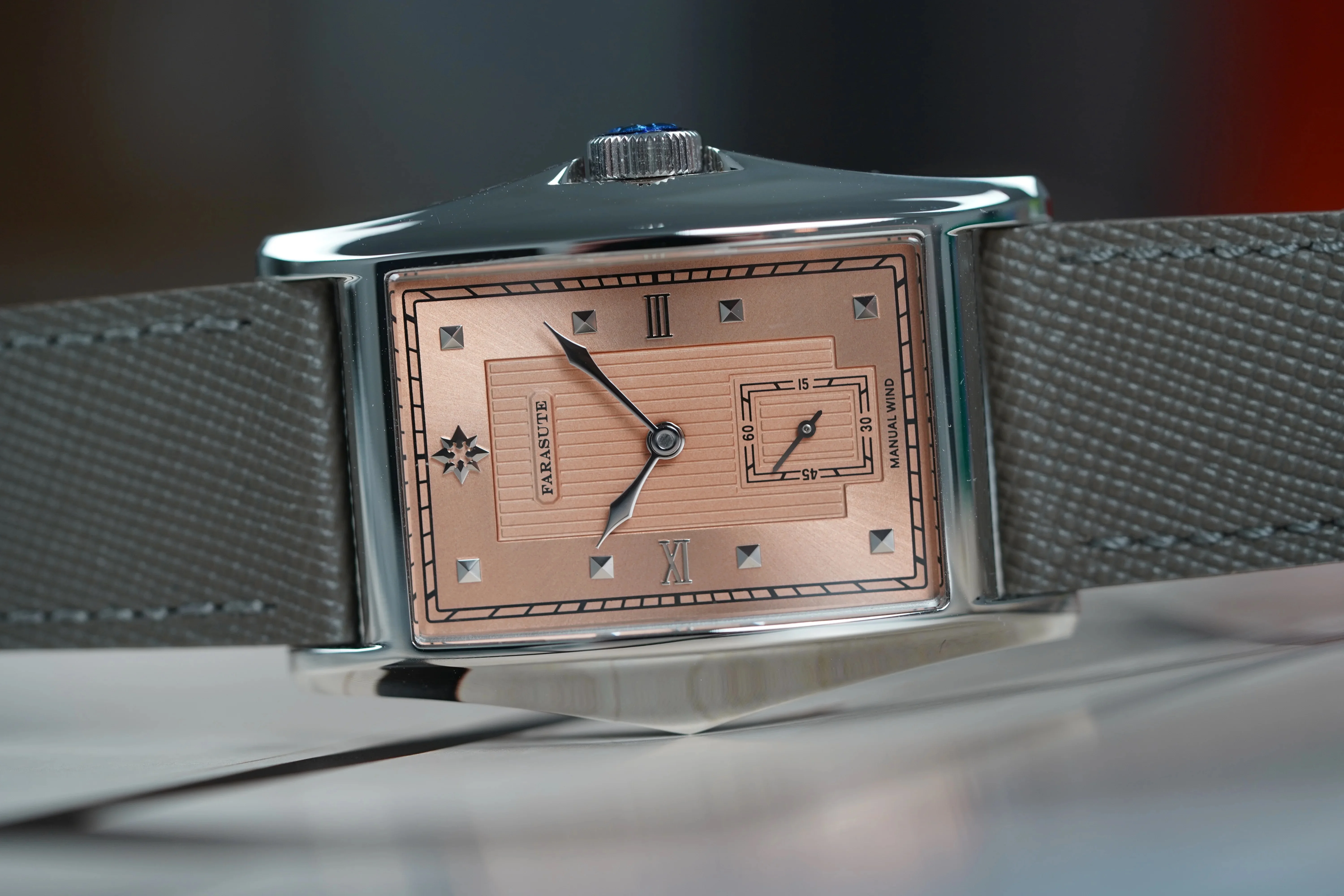 FARASUTE ساعة أوتوماتيكية للرجال 33 ملم مستطيلة ساعة يد ميكانيكية ياقوت 30 متر مقاومة للماء صغيرة مستعملة #6