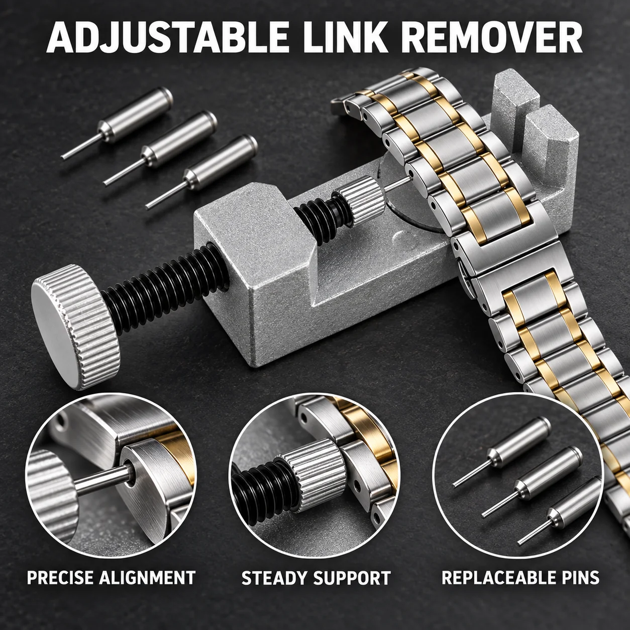 Adjustable Watch Tool for Watch Adjustable Remover Kit Metal Strap Bracelet Link Pin Repair Tool - Watch Strap Removal Tool